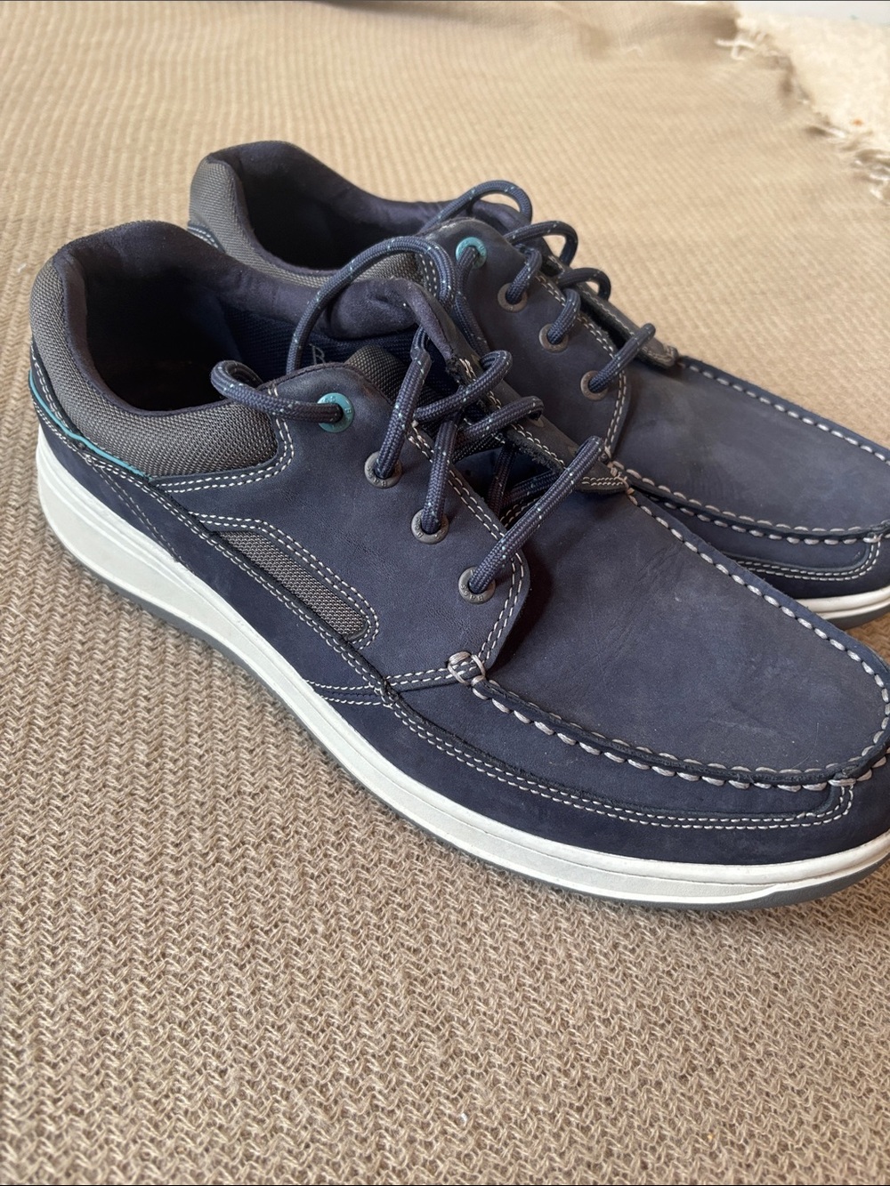 G.H. Bass & Co. Navy Leather Moc Toe Boat Shoes